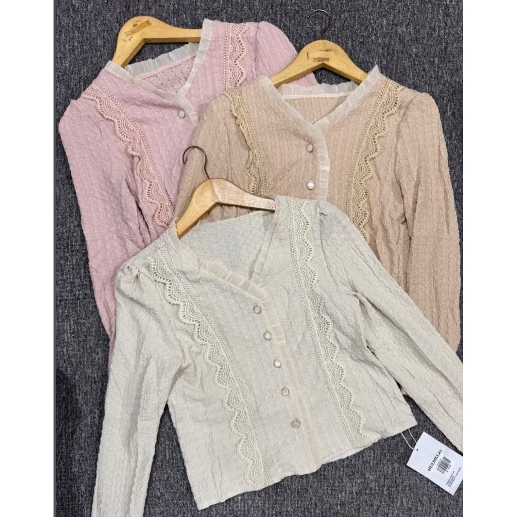 Atasan Blouse Wanita Kombi Renda Import