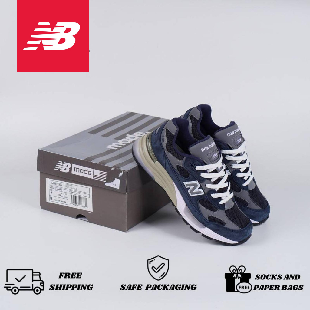 Sepatu New Balance 992 Navy Original Pria Wanita NB 992 Premium Sneakers Import