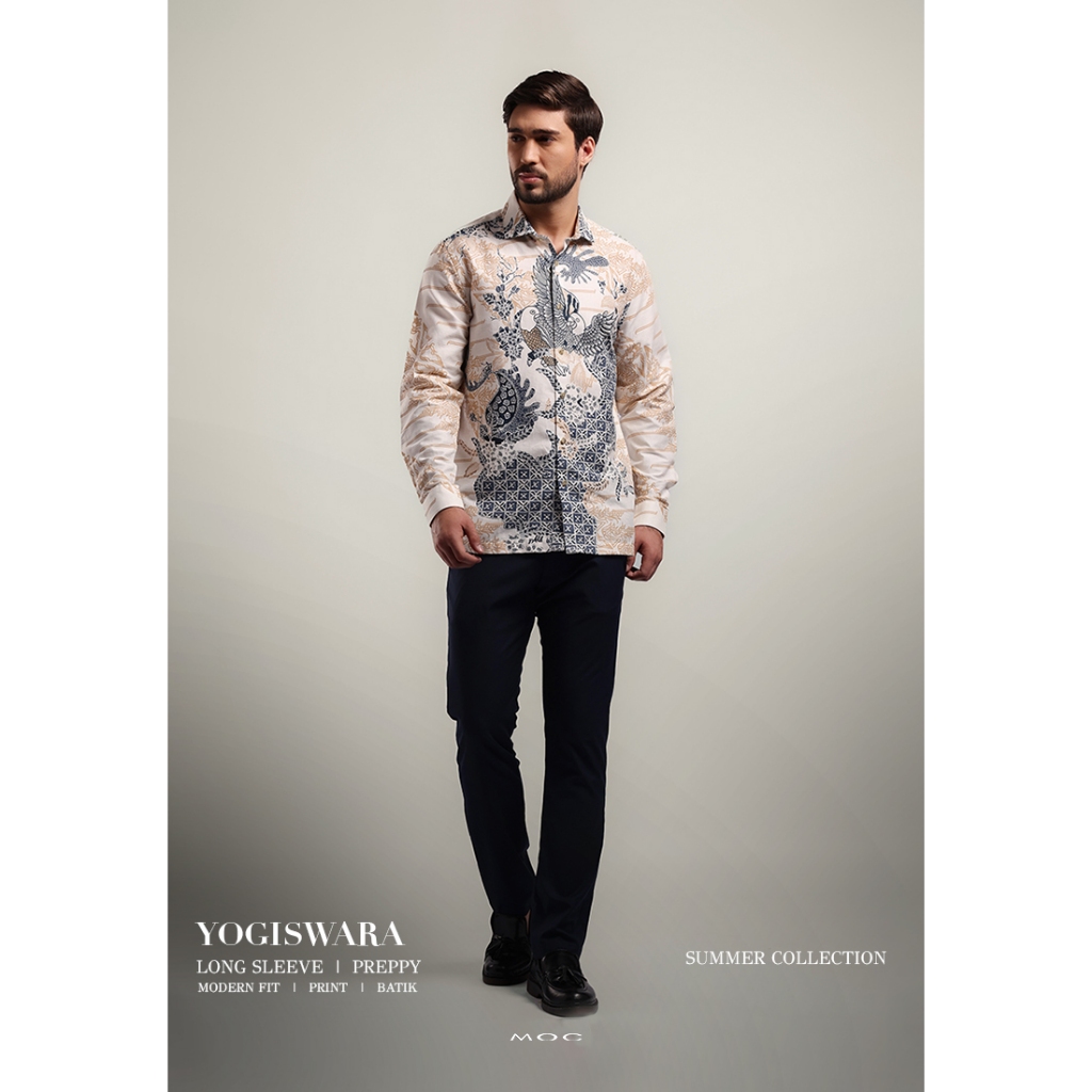 MOC - Kemeja Batik Pria Lengan Panjang Yogiswara - White