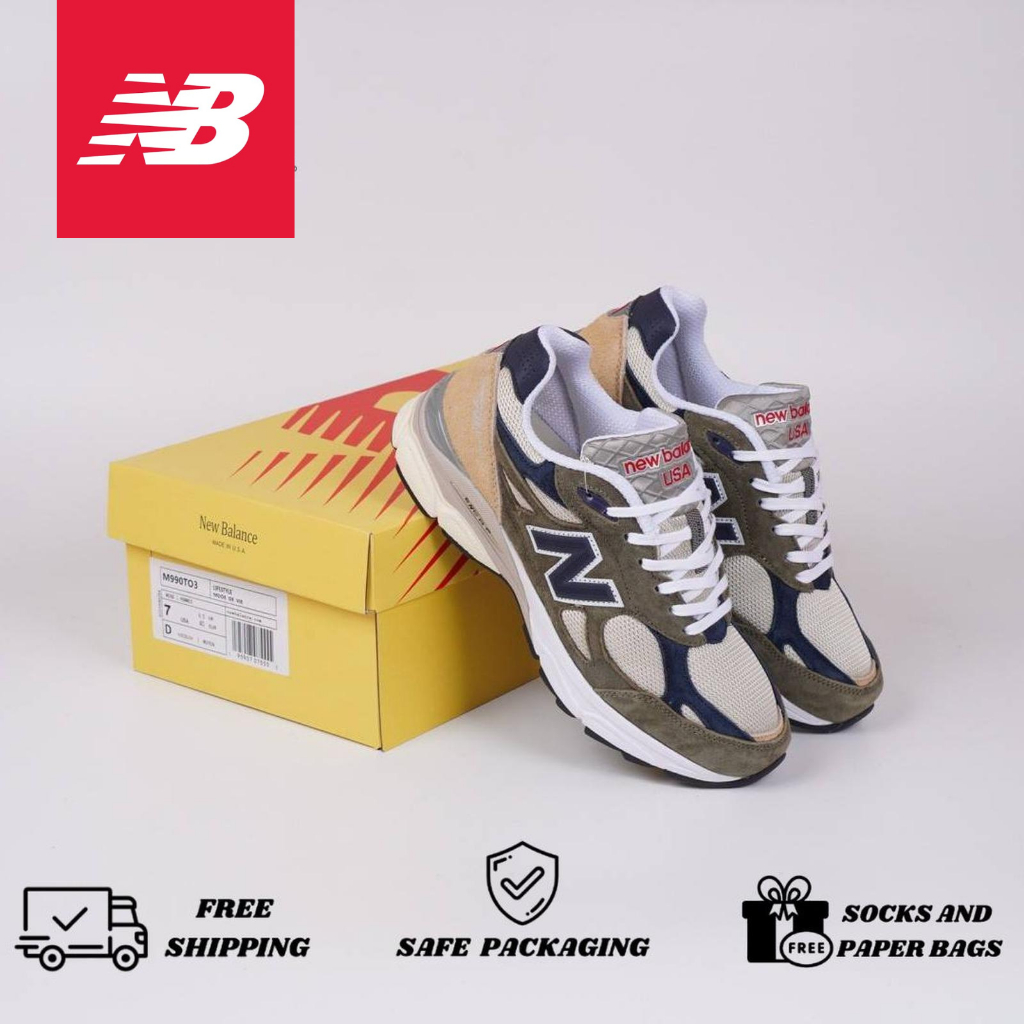 Sepatu New Balance 990 V3 Olive Navy Tan Original Pria Wanita NB 990 V3 Premium Sneakers Import
