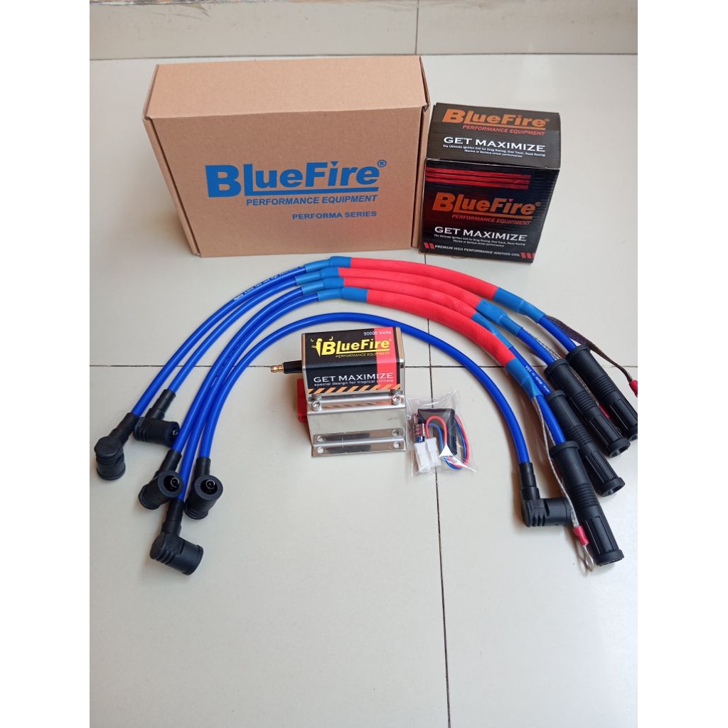 Paket Racing Kabel Busi Bluefire + Grounding Mobil Toyota kijang EFI 1.800CC + Coil Bluefire 90.000 