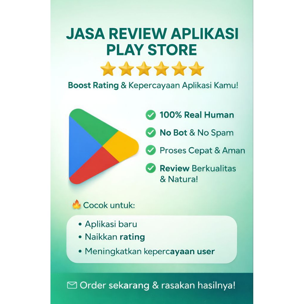 JASA DOWNLOAD/REVIEW/RATING/ULASAN APLIKASI PLAY STORE TERPERCAYA
