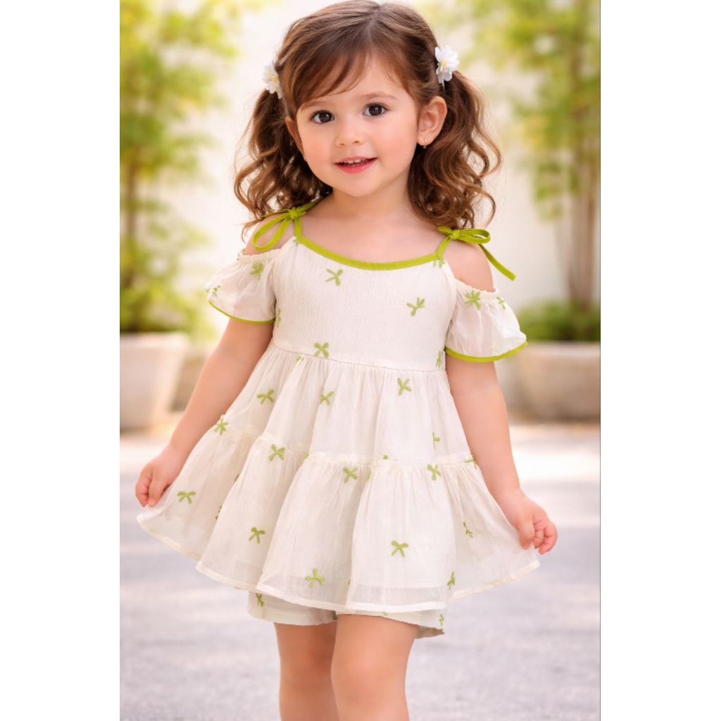 Anhshop - Ribbon dress Baju dress anak perempuan rompi motif kotak kotak baju anak umur 1-3 tahun