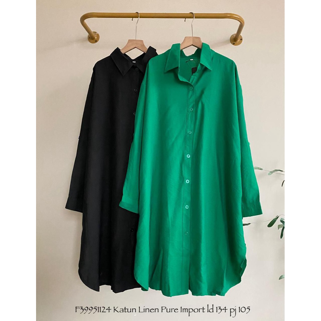 Baju Tunik Katun Linen LD 130 Jumbo Wanita / Fashion Atasan Polos Cewek Terbaru / Busana Wanita / Pa