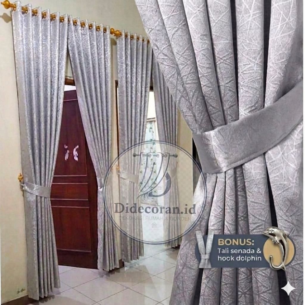 gorden bout glosy premium untuk pintu dan jendela kamar ruang tamu minimalis gold