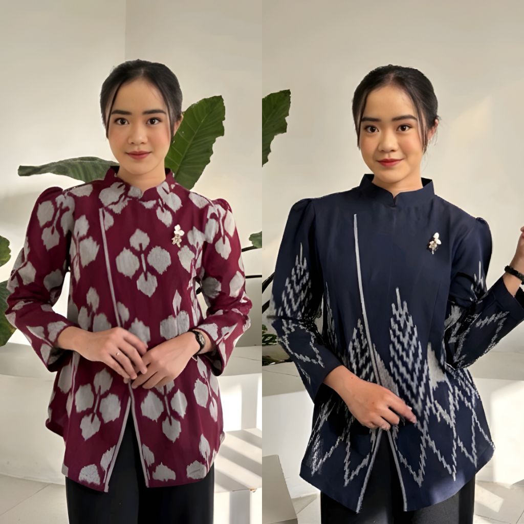 Blouse Tenun Troso, Baju Atasan Blouse Tenun Troso, Baju Blus Kerja Kantor Formal Tenun 165