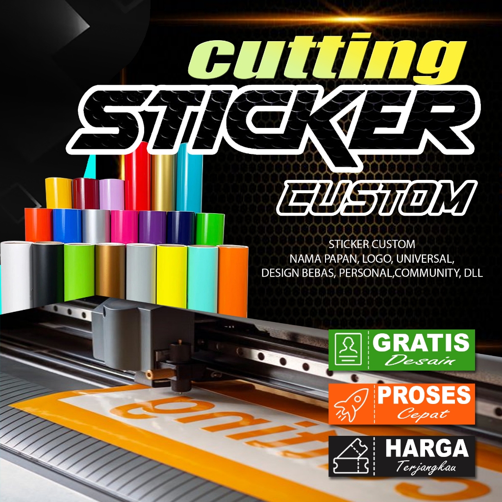 Cetak sticker cutting custom/logo/motor/label/kaca/mobil