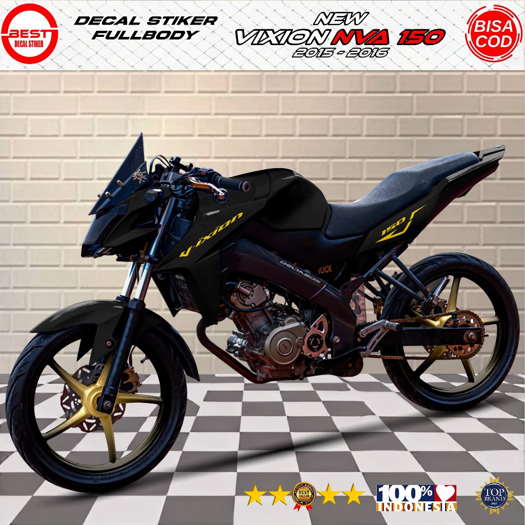 Decal Vixion Advance NVA Fullbody Motif Simpel Polosan Hitam - Sticker New Vixion Advance NVA
