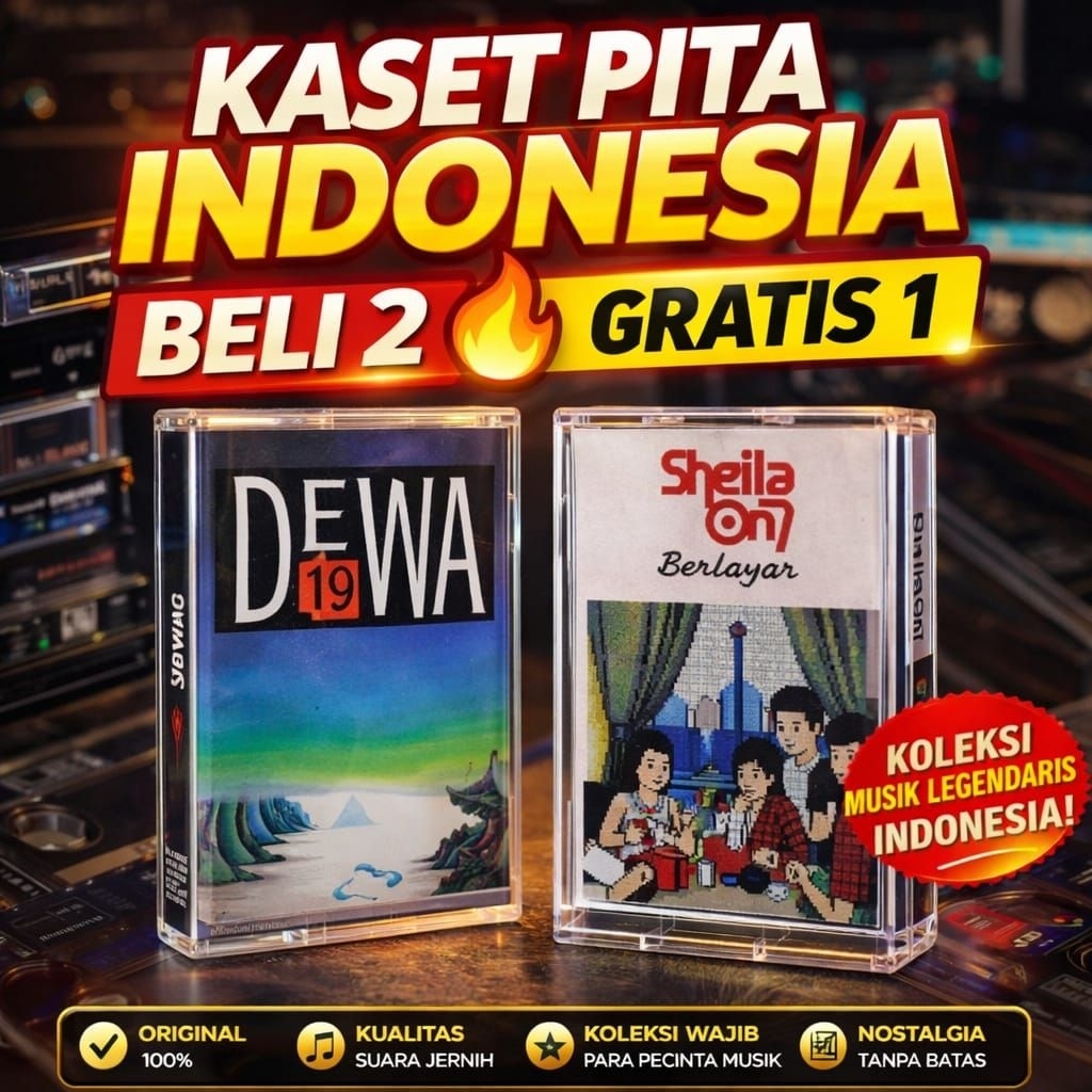 Beli 2 Gratis 1 – Kaset Pita Pop Indonesia, Edisi Kolektor Barang Jadul | Bisa diputar di Walkman, R