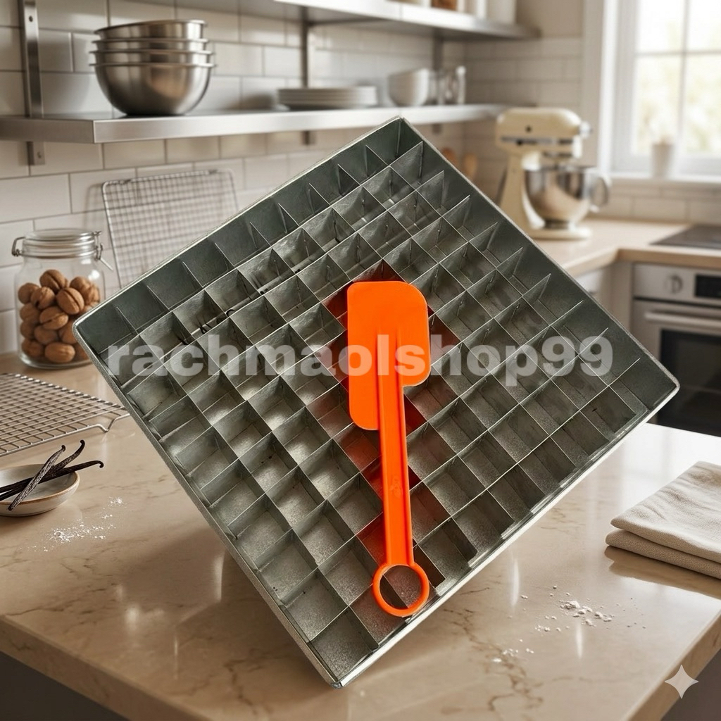 Loyang Kotak Sekat Brownies 100 Lubang 20x20 25x25 Anti Lengket