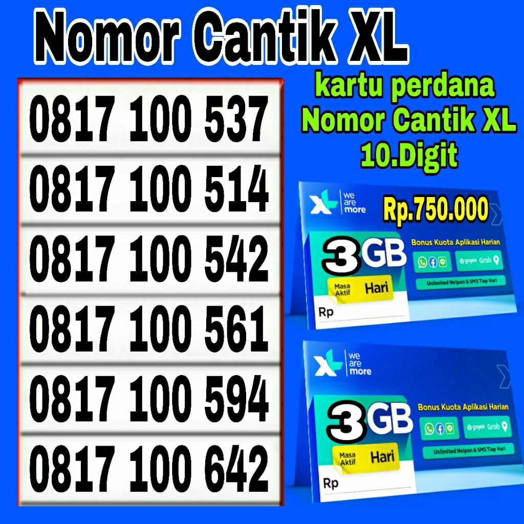 Nomor Cantik XL kartu perdana Nomor Cantik XL 10 digit