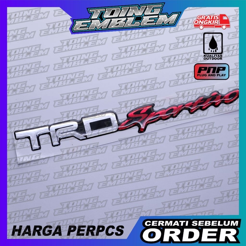 emblem trd sportivo vios / sticker trd vios limo / emblem trd sportivo bagasi / stiker timbul trd sp