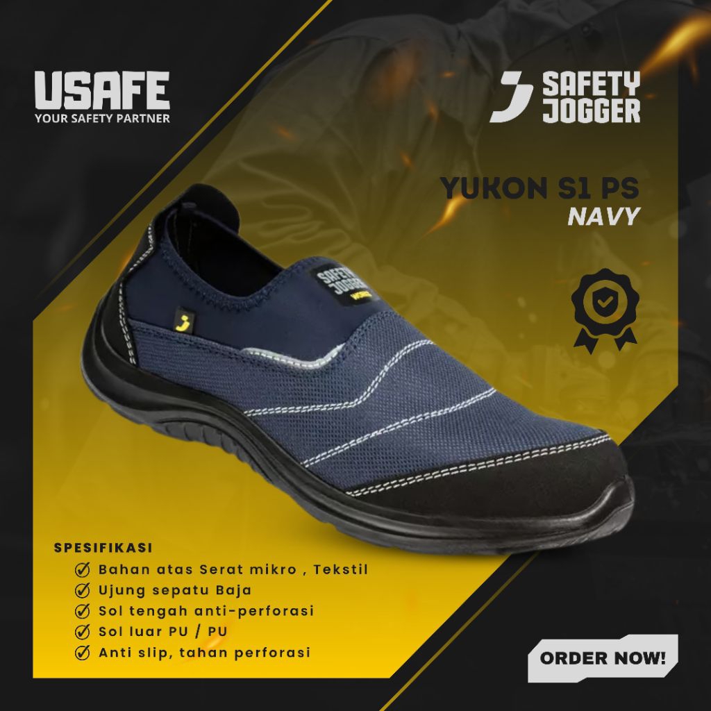 Sepatu Safety Jogger Yukon Navy Biru Blue