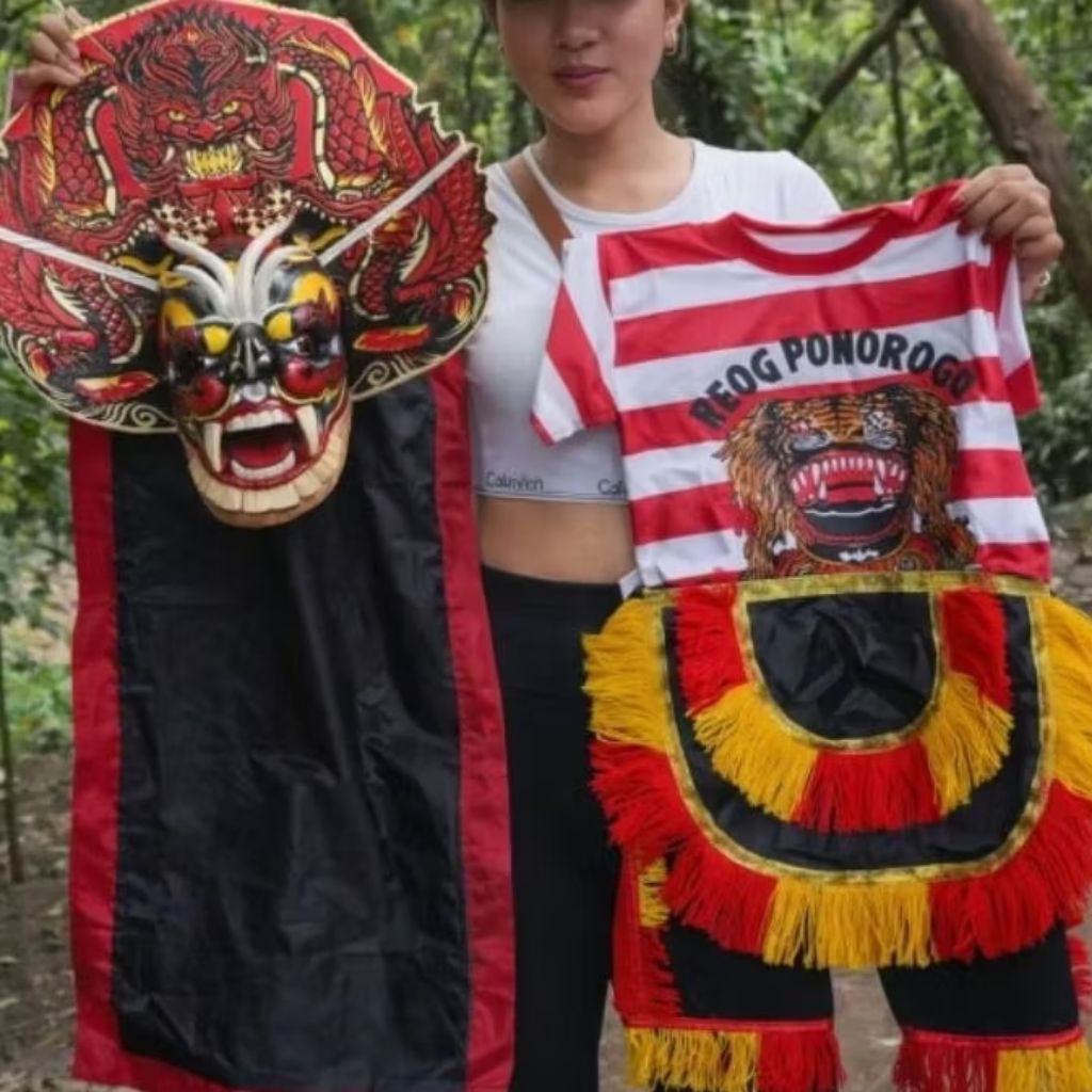 Satu Setel Kaos Reog Ponorogo Celana Jaranan Anak Caplokan Barongan Devil Spon Jumbo