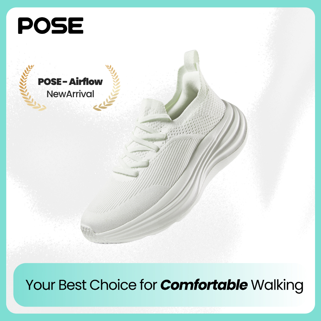 [Livestream][New Arrival]POSE 2026 AirFlow Sepatu Sneakers Casual Wanita Putih Tinggi 4cm Ringan Sli