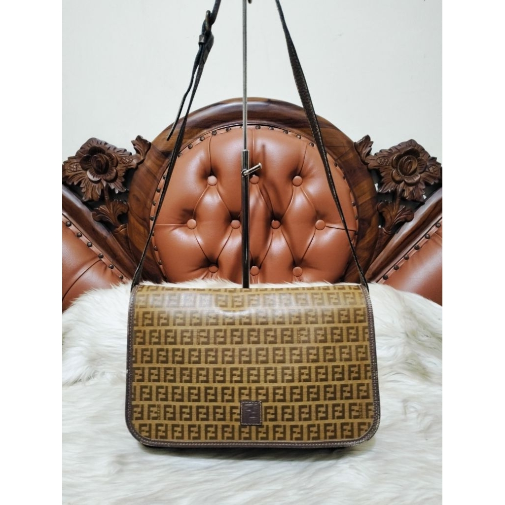 Fendi SAS Logo Patent Leather Sling Bag