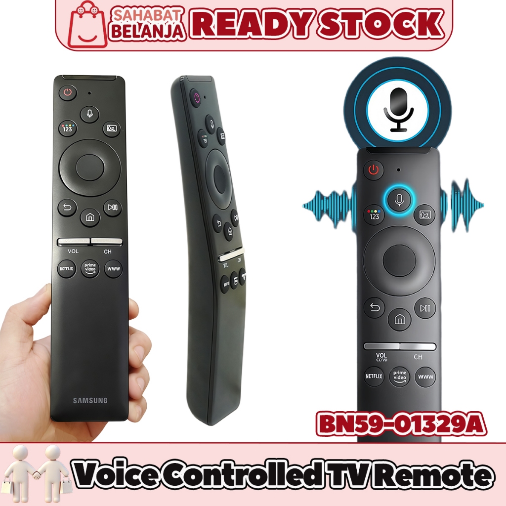 Voice Remote Samsung TV Original | Model BN59-01330A / BN59-01329A | 2IN1 | Kompatibel QN55Q80T UN55