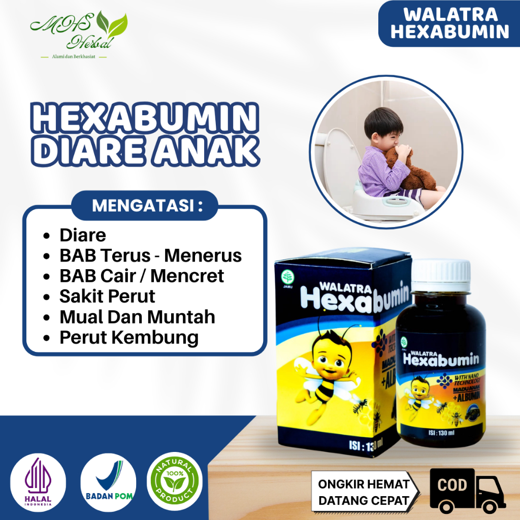 Obat Diare Anak, BAB Terus Menerus, Sakit Perut, Mual Dan Muntah, Dehidrasi - Madu Hexabumin