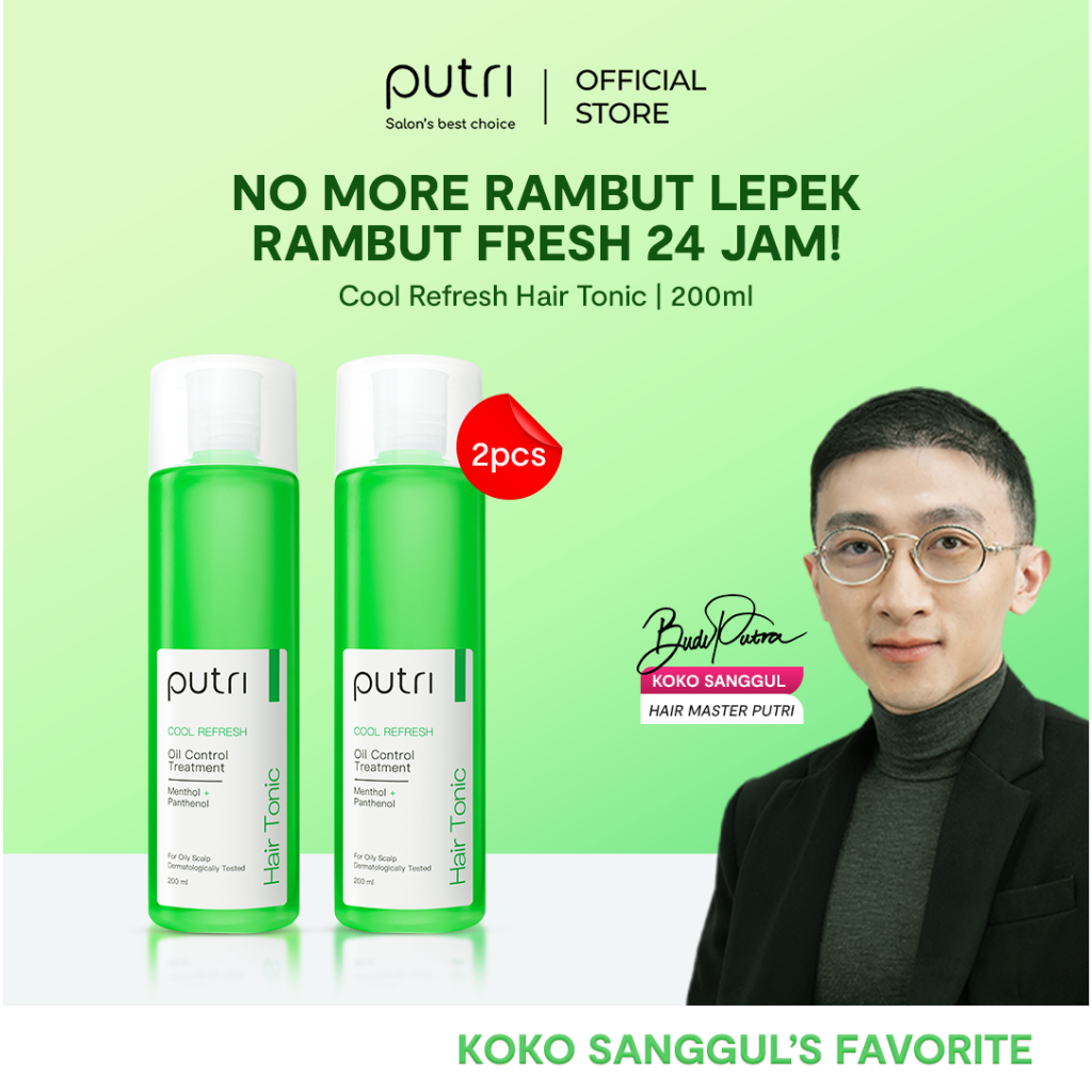 Putri Anti Lepek Hair Tonic Package | Cool Refresh Hair Tonic 200mL x 2pcs | Hair Tonic Wangi Tahan 