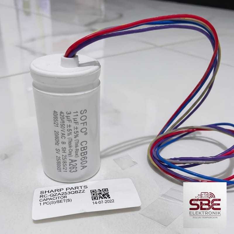 ORIGINAL Capacitor / kapasitor mesin cuci SHARP 6-10 Kg - 11+3 uf