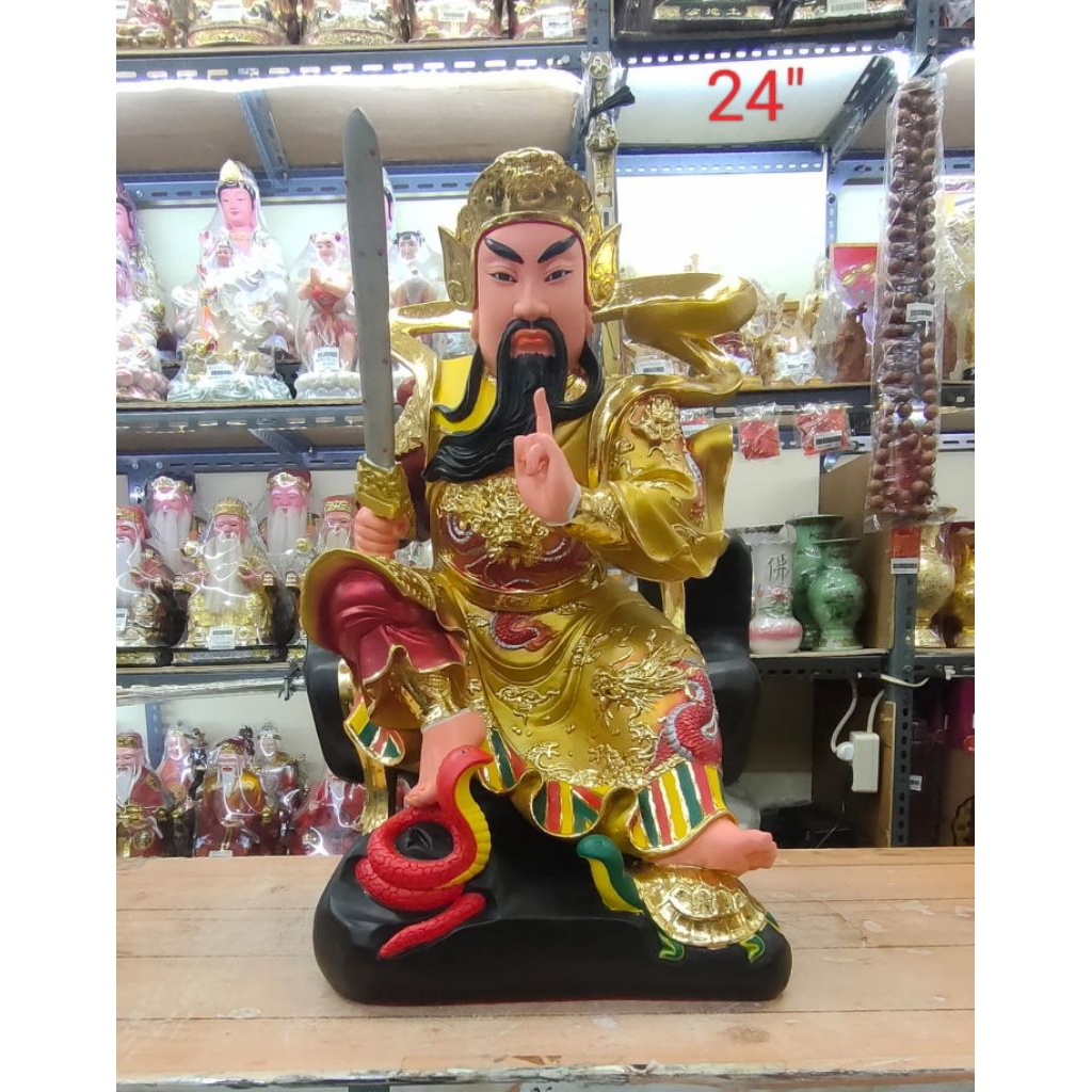 patung dewa hian tian shang ti / siong te kong - merah - fiber - 24inch