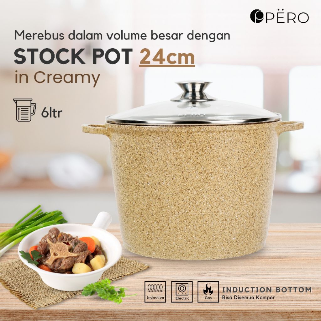 Panci Gentong Pero 6 Liter Dengan Tutup Kaca Anti Lengket