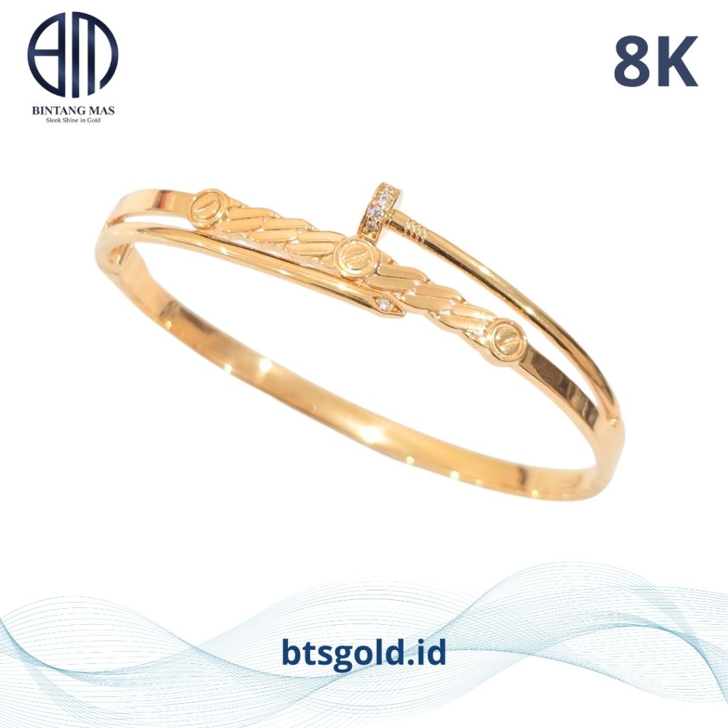 Gelang Emas Bangle Paku Permata | 8K