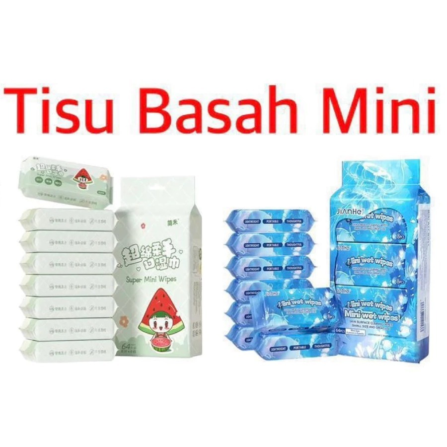 Tisu Basah Mini Karakter 1 Pack Isi 8 Pcs | Tisu Basah Travel Non Alkohol | Tisu Basah Mini Isi 8 Sh