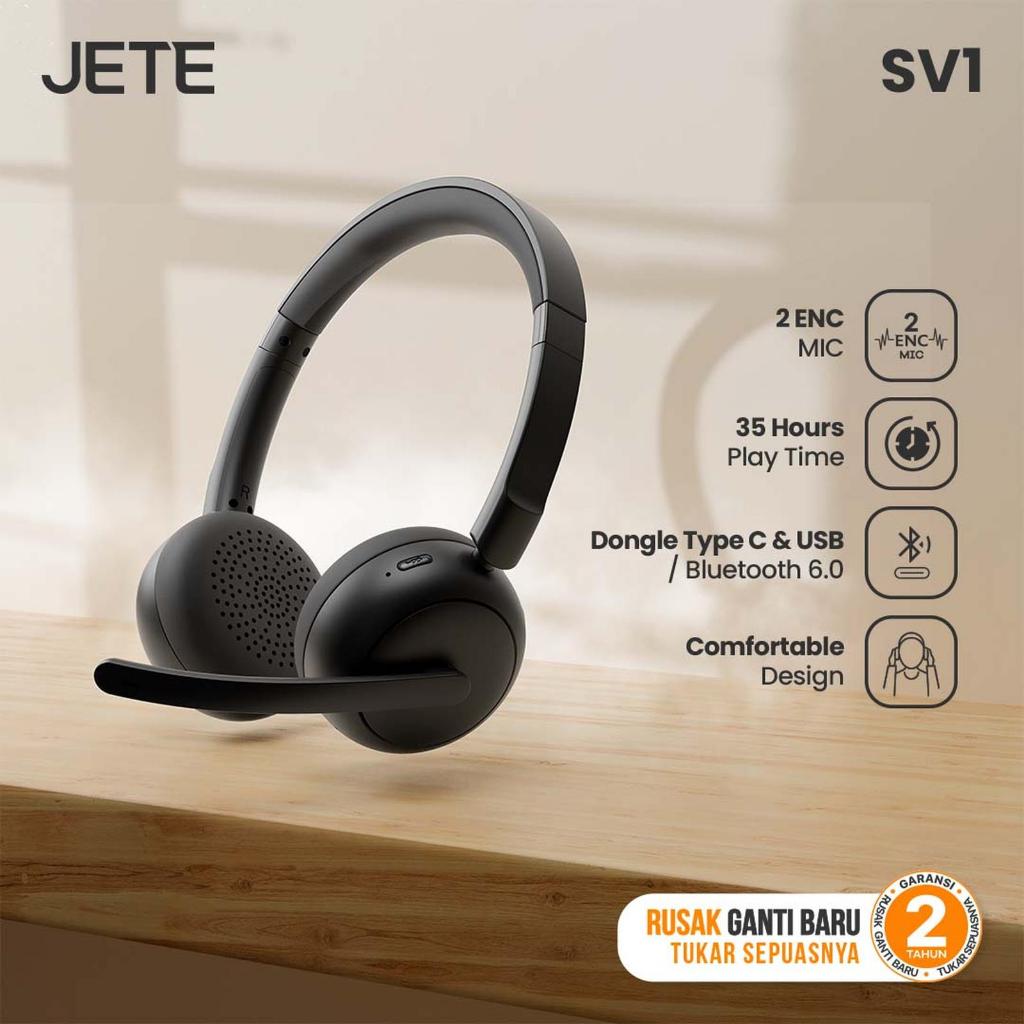 Headset Bluetooth JETE SV1 Wireless Headset Bluetooth USB Dongle Headphone Mic Office