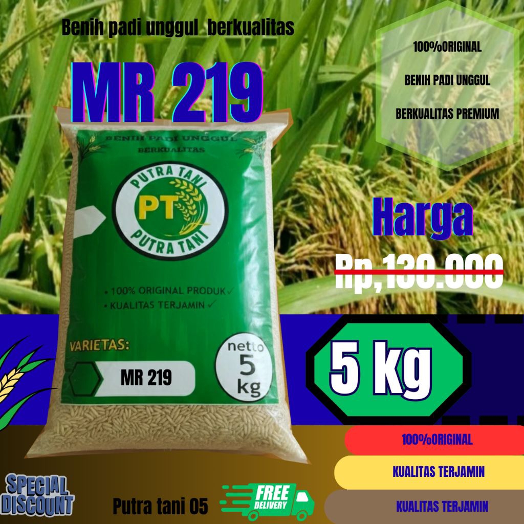 benih padi MR 219 kemasan 5kg benih padi unggul berkualitas premium