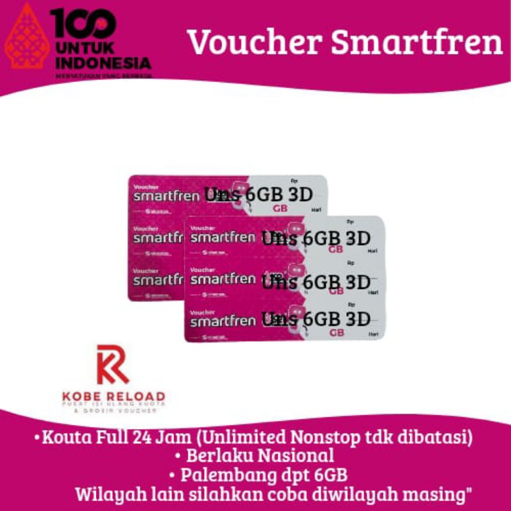 Smartfren Voucher 3hr 6GB Unlimited Nonstop