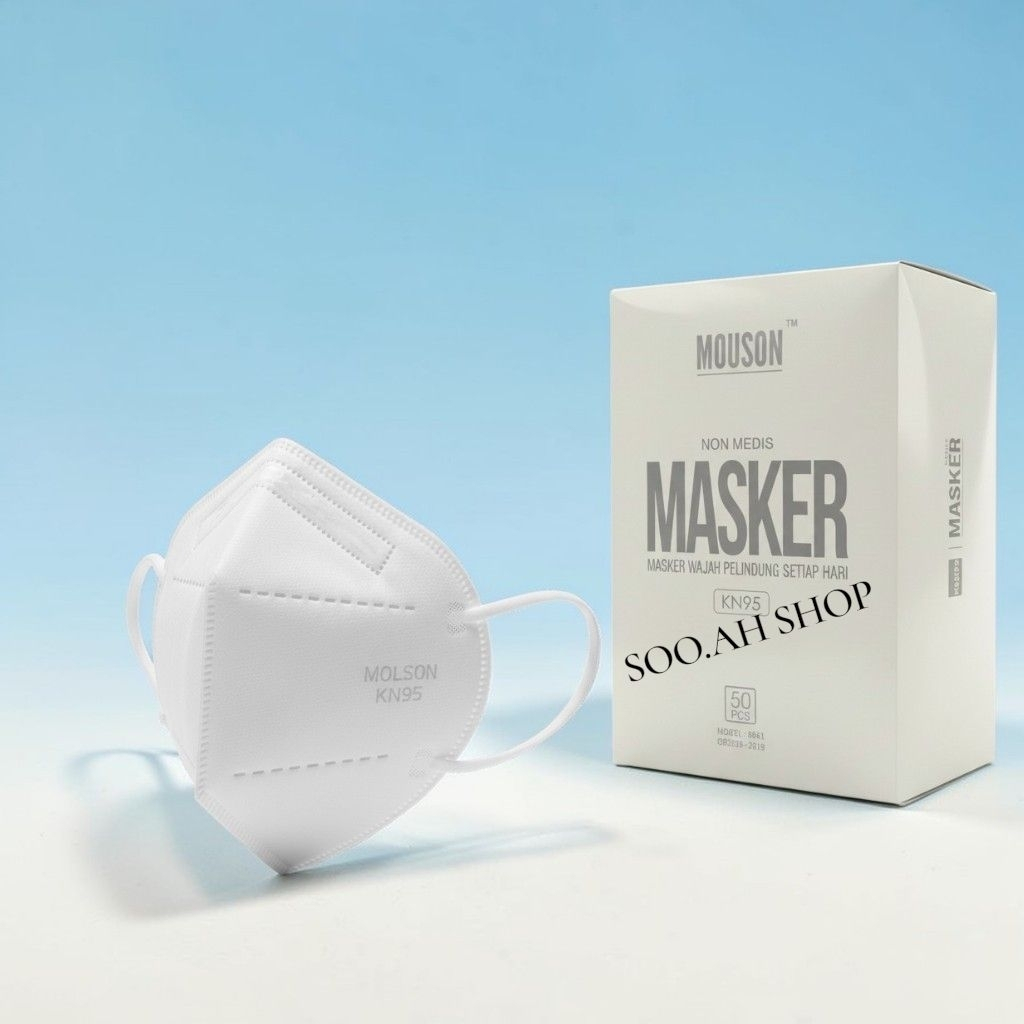 MASKER KN95 MOUSON EMBOSS WHITE 5PLY 1BOX 50PCS