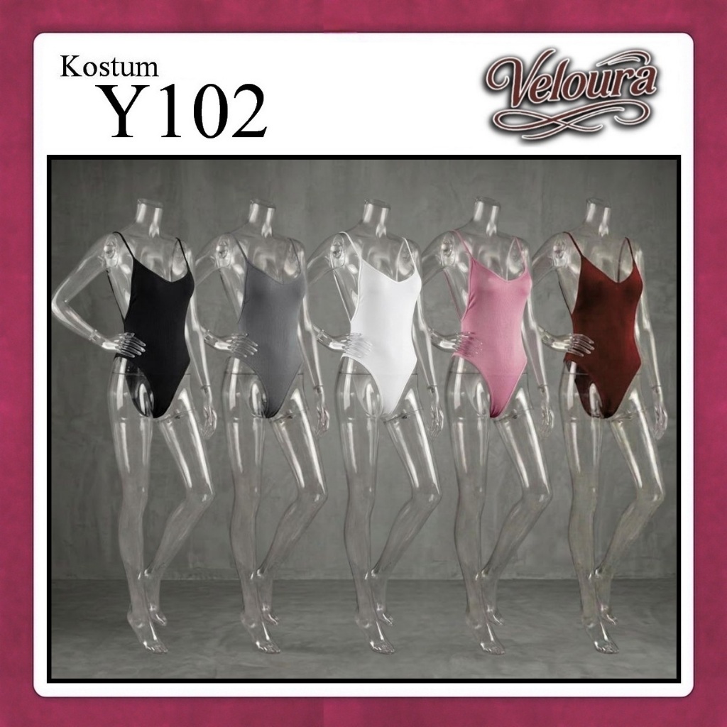 Veloura Pakaian Dalam Wanita / Baju Kostum Bodysuit V shape Solid - Y102