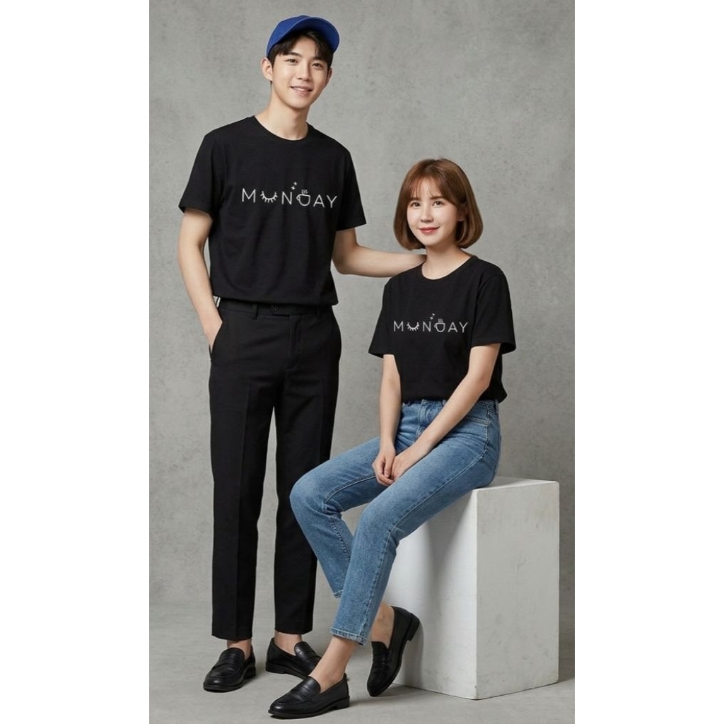 BISA COD / KAOS COUPLE MONDAY / BAJU PASANGAN COUPLE JUMBO KAOS PENDEK