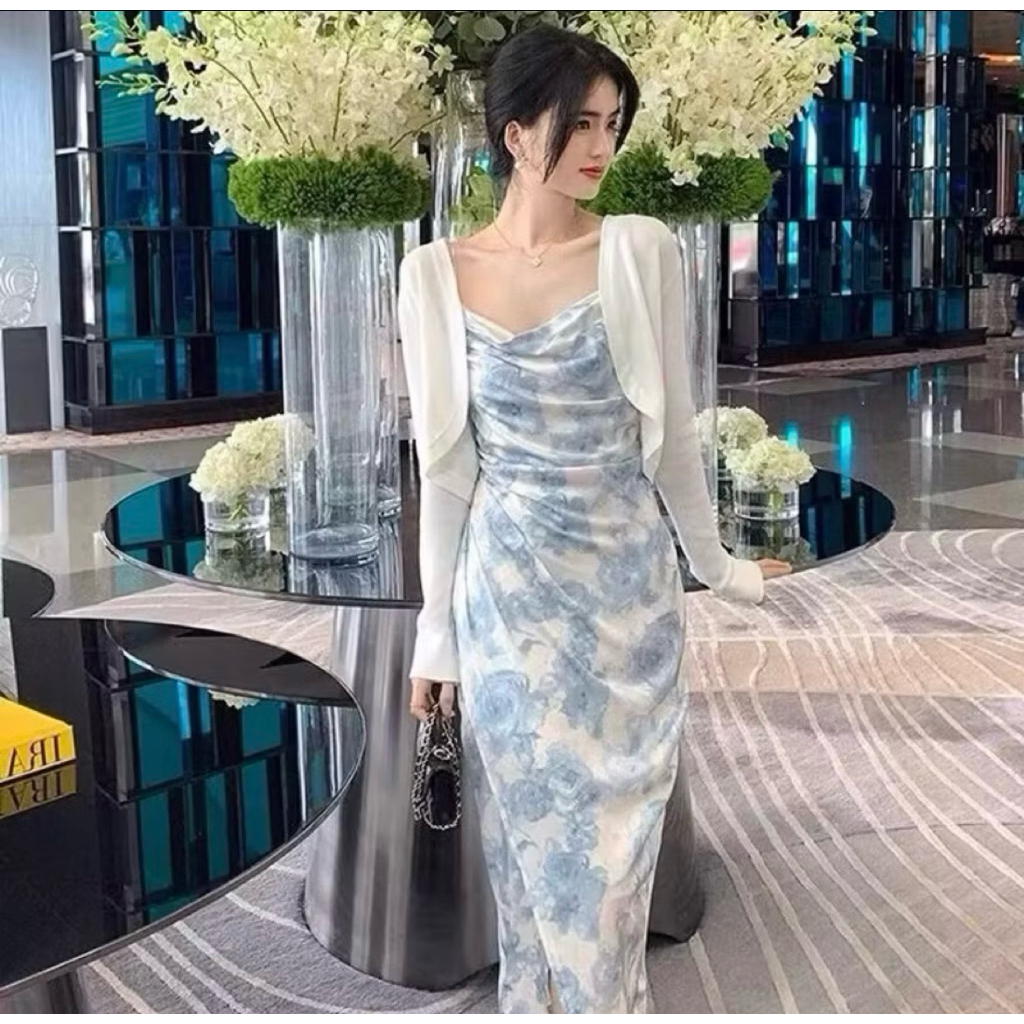 Dress Elegan Wanita Biru Muda