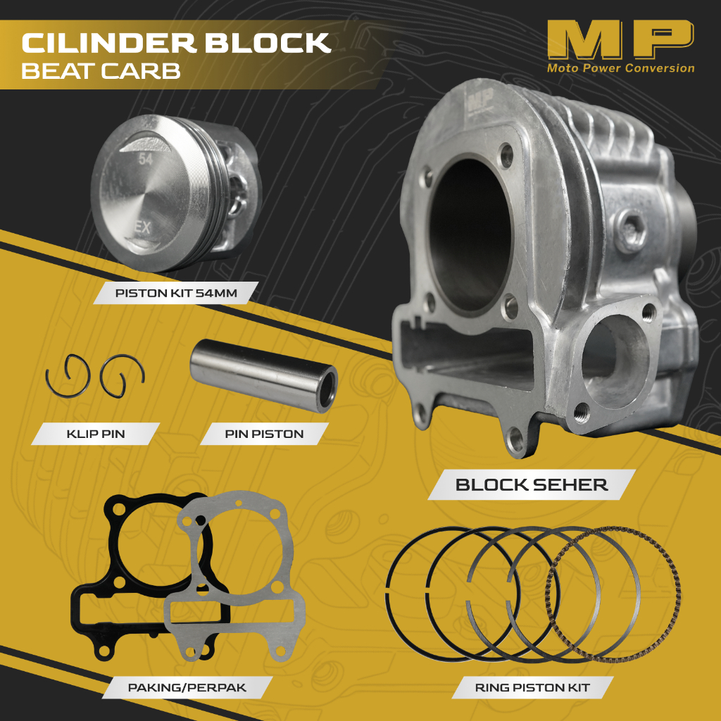 MP CYLINDER BLOK SEHER BORING PAKET BORE UP KIT KOMPLIT FREE GASKET - MIO M3 BEAT KARBU SONIC JUPITE