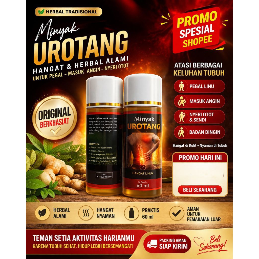 Minyak Urotang  | Minyak Herba Hangat untuk Pegal Linu, Masuk Angin & Nyeri Otot