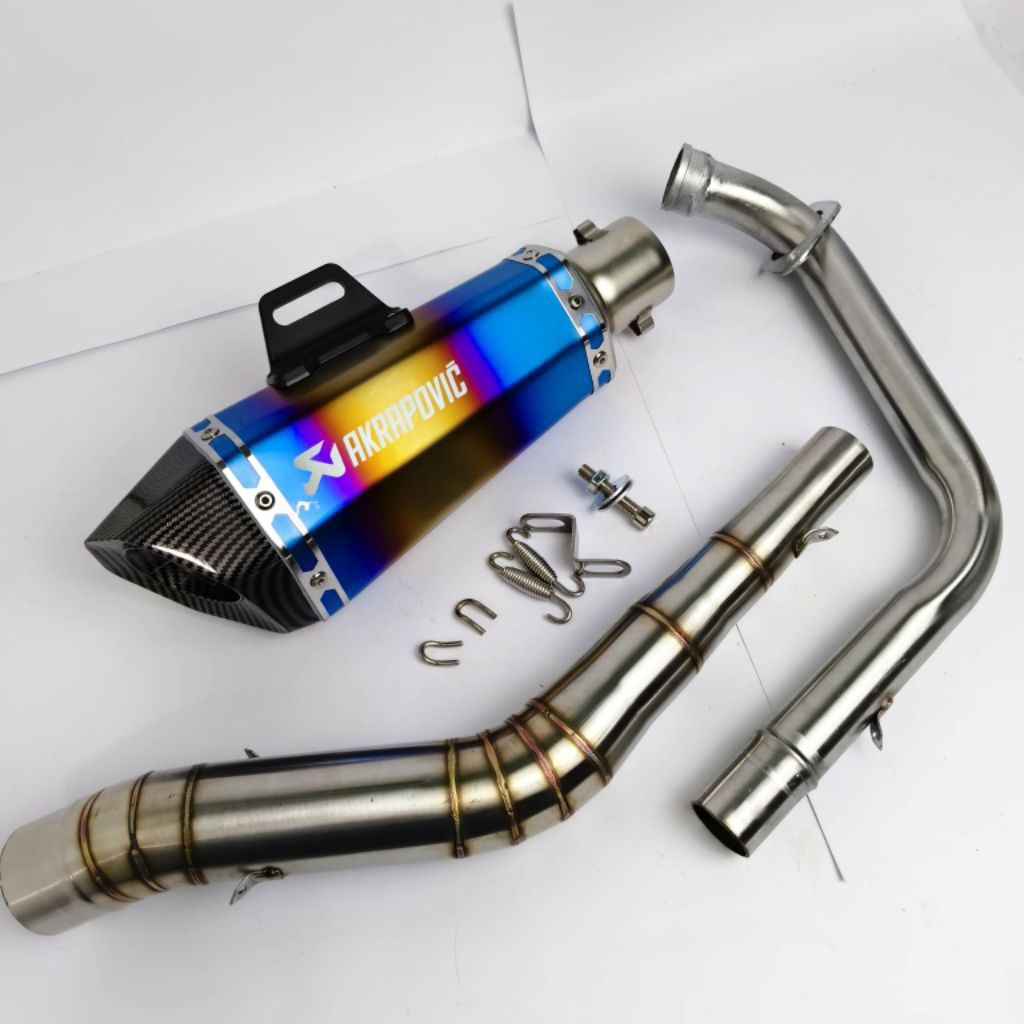 knalpot Akrapovic Conical Blue cbr 150 cb150r  r15 satria fu tiger vixion mk king jupiter mx dll ful