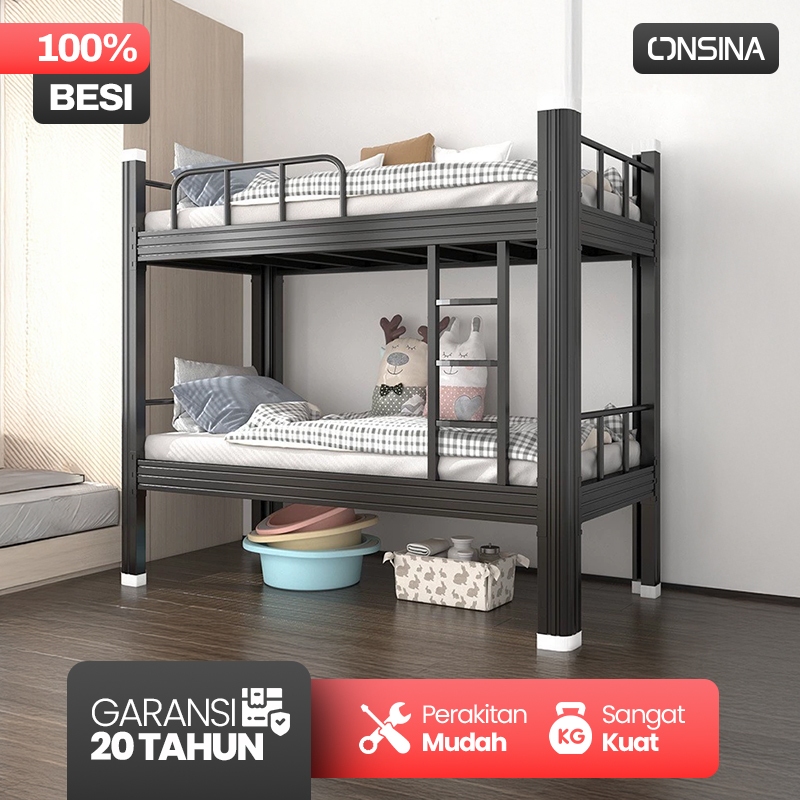 ONSINA Ranjang Besi Rangka Minimalis Dipan Rangka Ranjang 2 Susun Besi Minimalis Modern