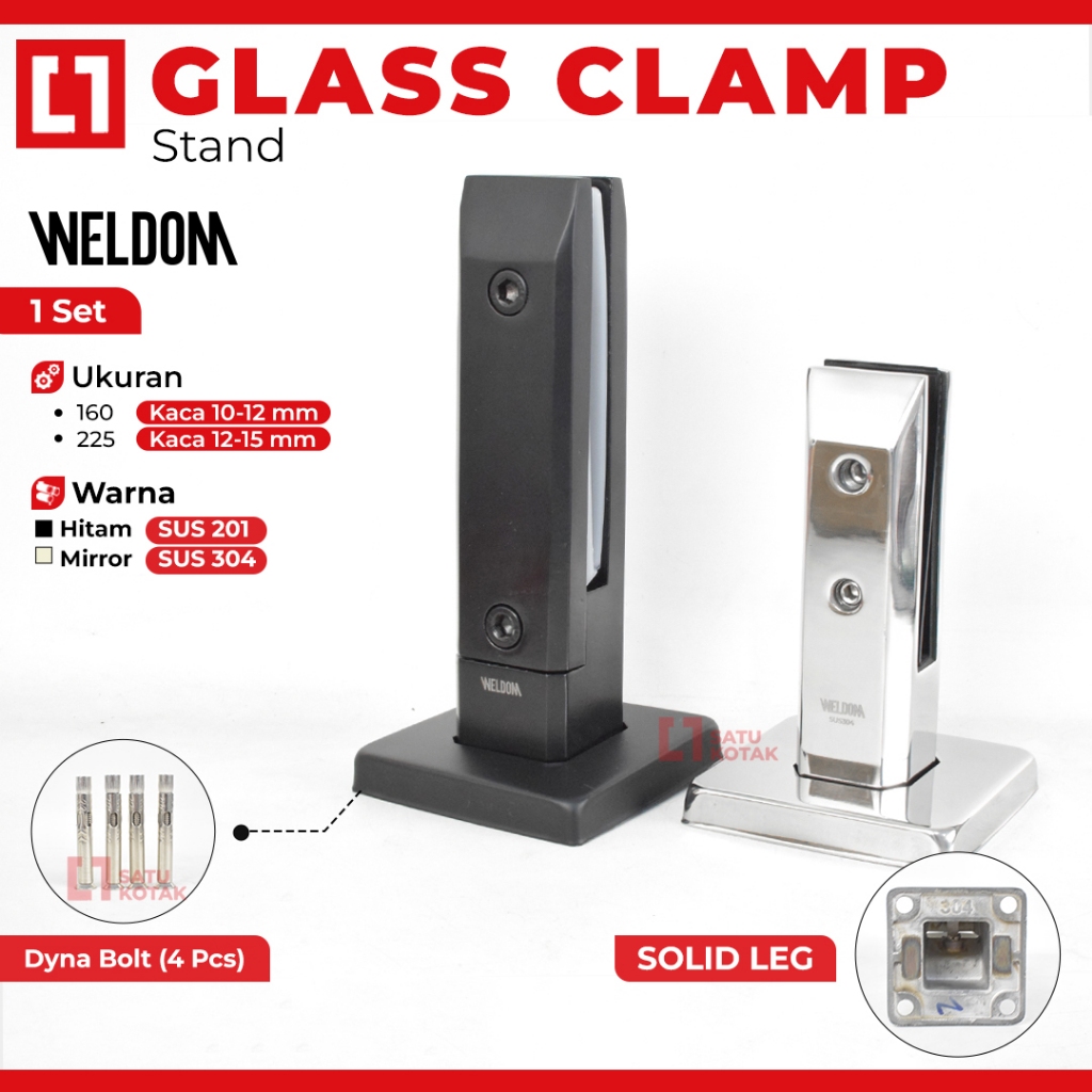 WELDOM Spigot Penjepit Kaca Bracket Dudukan Kaca Railing Balkon Kolam Renang