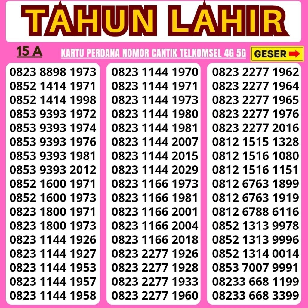 Nomor Cantik Simpati Telkomsel 4G 5G Kartu Perdana Telkomsel Simpati Nocan Simpati Nomer Cantik Telk