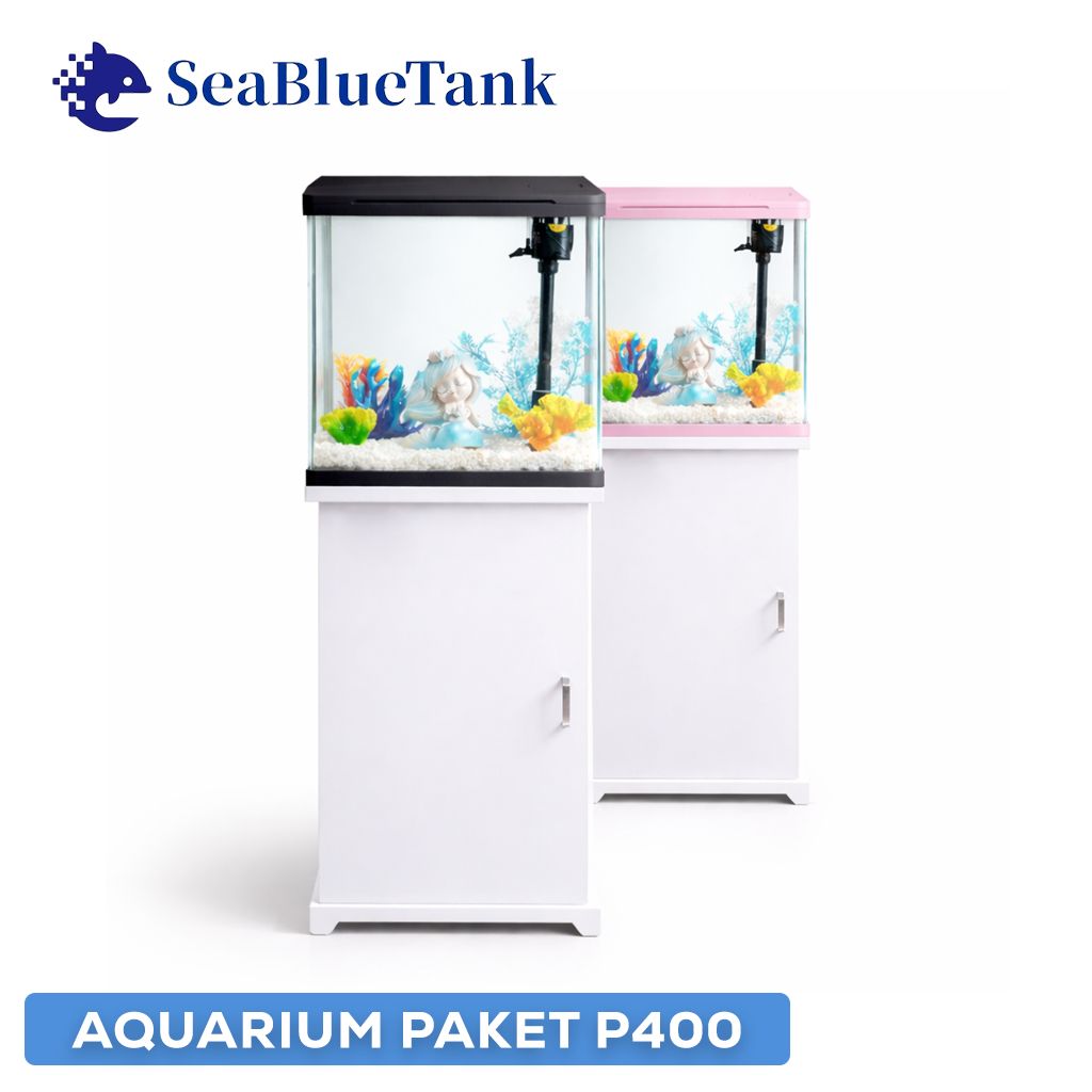 seabluetank AQUARIUM PAKET MURAH DAN LENGKAP DENGAN MEJA UKURAN P400 / AQUARIUM SET CABINET