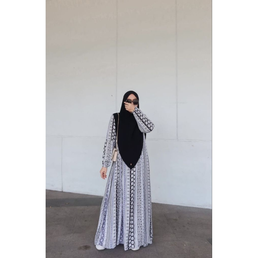 BASIC DRESS  ETHNIC LOVE BLACK WHITE ZAFEETRI