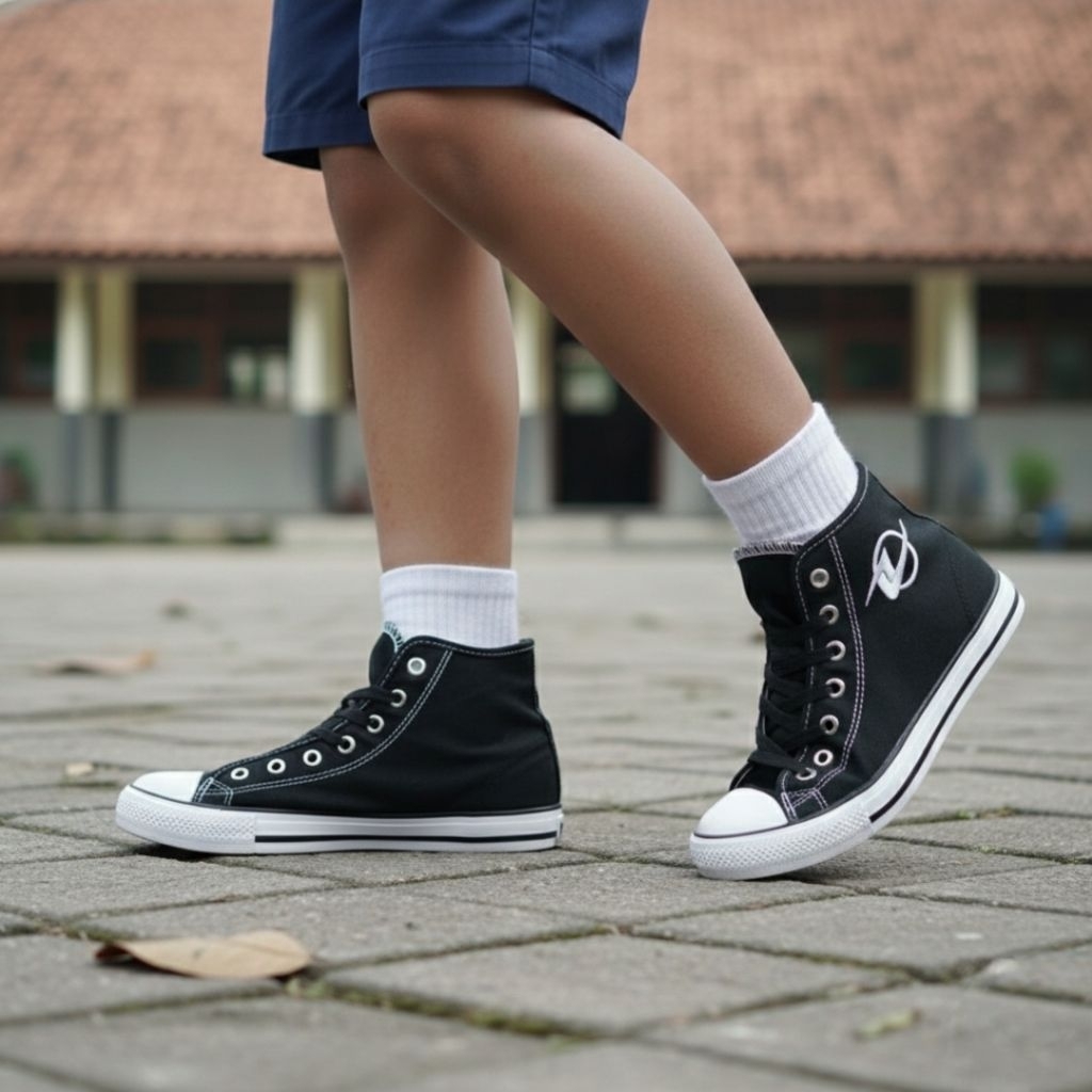 Sepatu Sekolah Anak Dallas Campus Blk Wht Ori Gratis Kaos Kaki