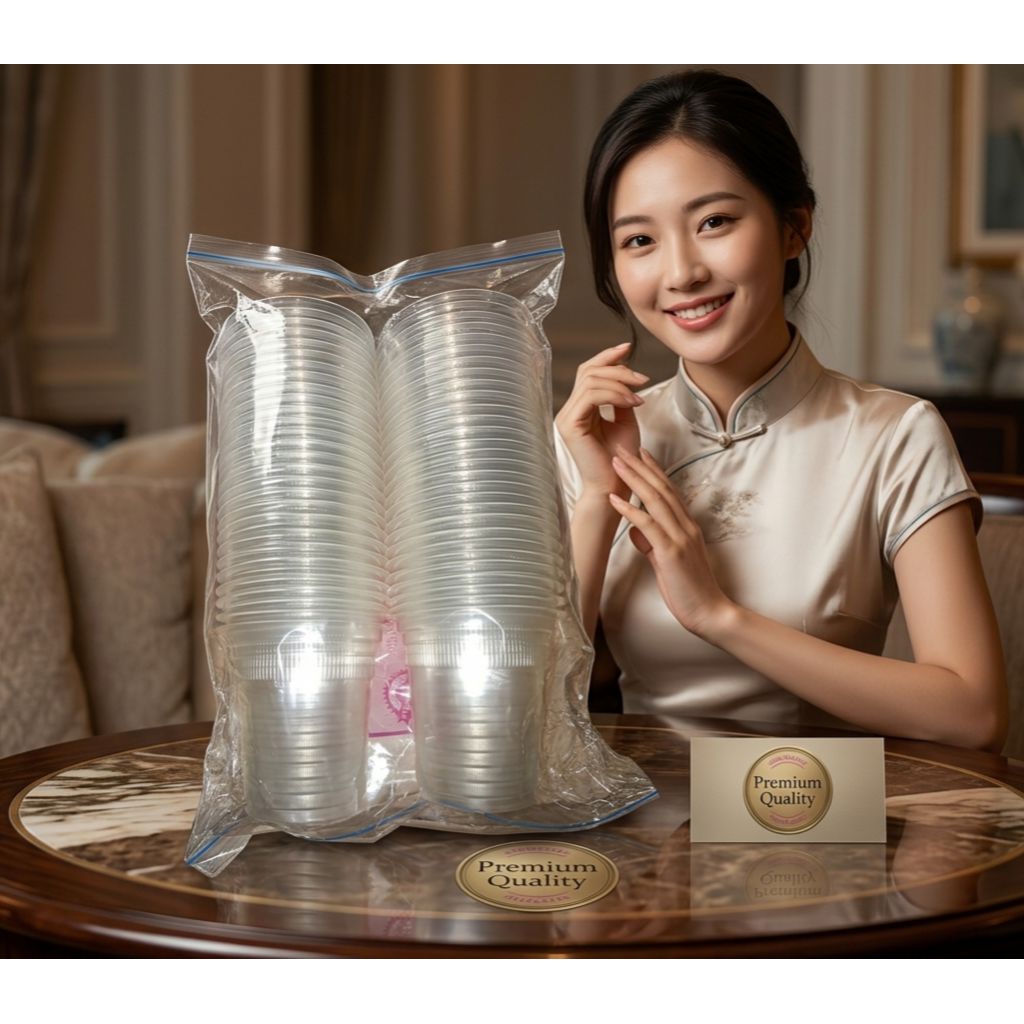 [PROMO 50] Gelas Plastik 12oz 14oz 16oz isi 50 pcs