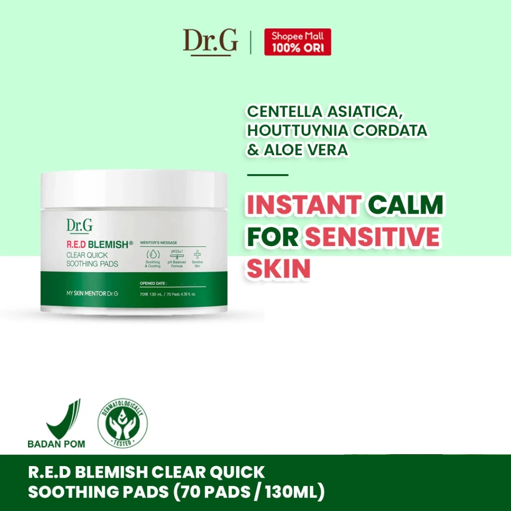 Dr.G R.E.D Blemish Clear Quick Soothing Pads - 70pcs | Toner Masker 10 CICA Complex Hydrating Moistu