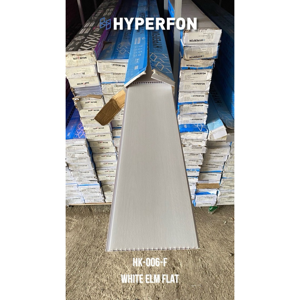 Hyperfon Plafon PVC Putih Doff Serat Kayu Tebal 8mm - HK 006 F White Elm Flat