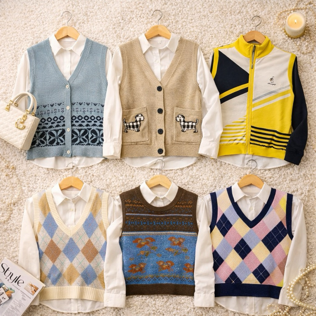 (Vest Part 2) Vest Knitt Rajut Korean / Vest Sport Queenfa Hijab