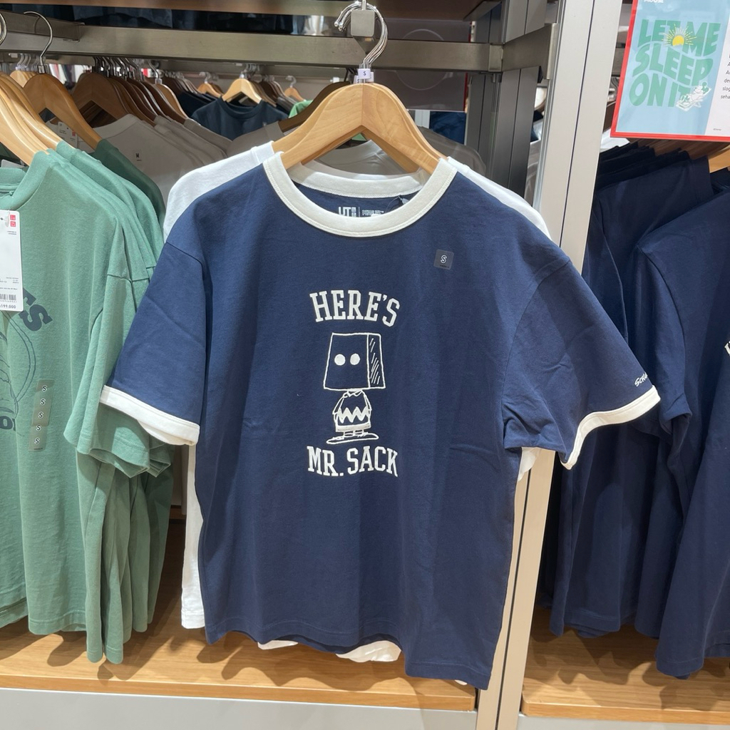 Tshirt Uniqlo Man PEANUTS mr. sack 69 navy