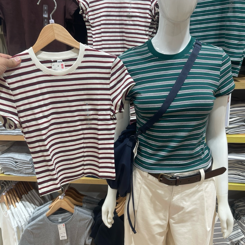 Tshirt Uniqlo Woman crop stripe